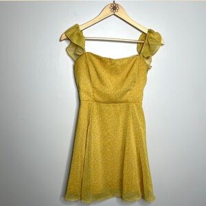 Lulu's Mustard Polka Dot Mini Dress